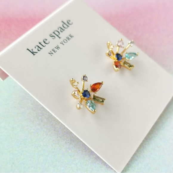 KATE SPADE Firework Floral Gold Multi-Color Stud Earrings - Picture 6 of 6